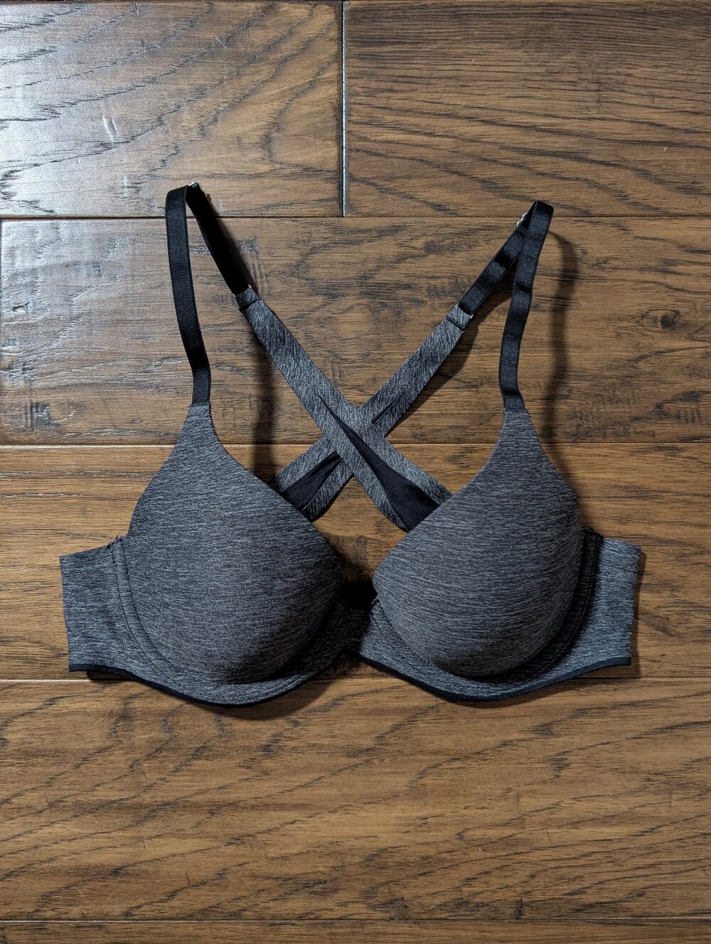 aerie sunnie cross back lightly lined bra grey black size 32B